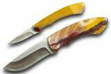 Pocket Knife Pair with Mookaite Jasper Inlays and Sheath #370852-2